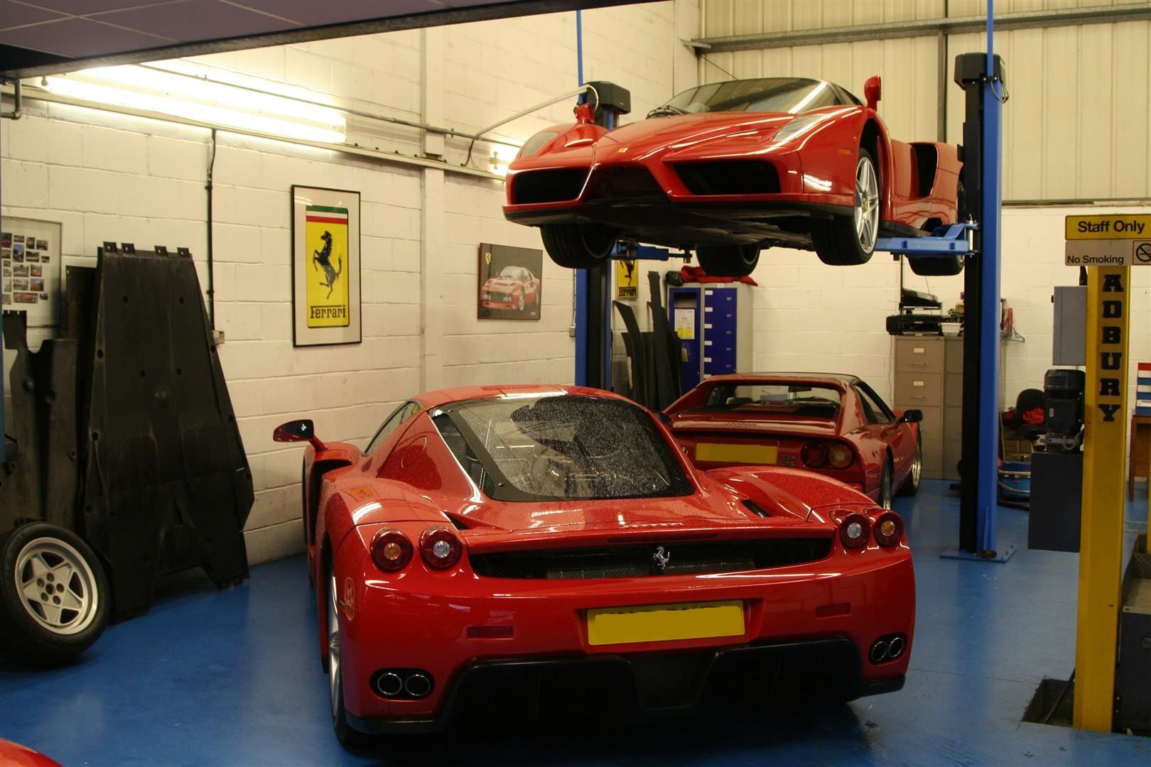 Two Ferrari Enzos in our workshop